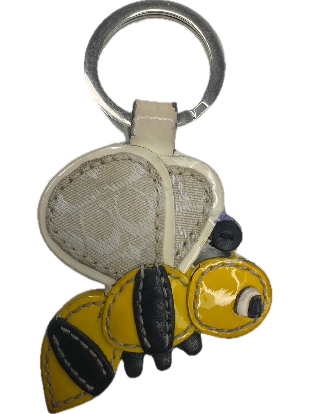 Coach Y2K Patent Leather Bumblebee Bumble Bee Fob Keychain - Picture 1 of 13